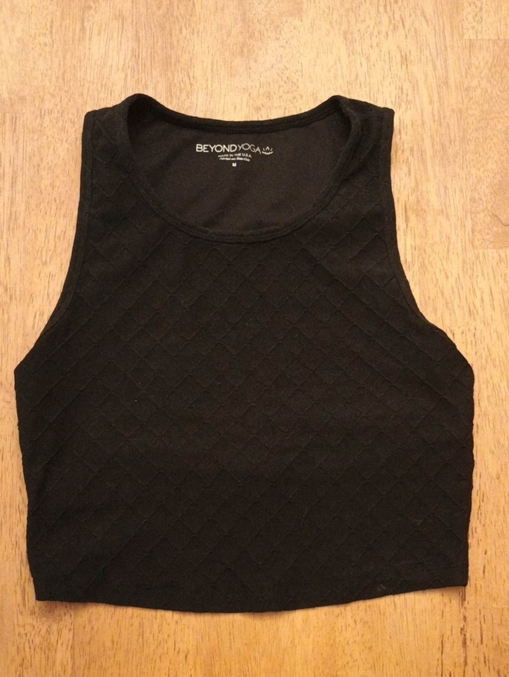 Beyond Yoga Black Quilted Cropped Tank
